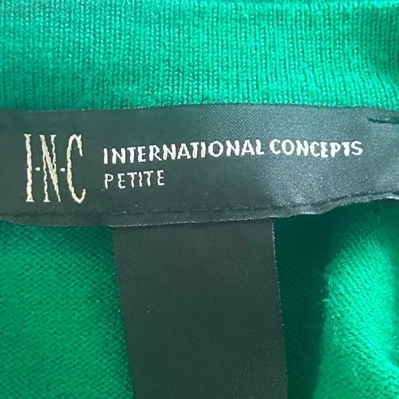 INC International Concepts Kelly Green and Black Beaded Neck Sweater - Picture 2 of 8